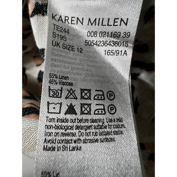 Karen Millen Off the Shoulder Bardot Top Linen Blend Tie Sleeve‎ Size 8 - Picture 7 of 12